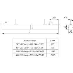 Светильник торговый SVT-OFF-Inray-900-36W-M-RB 36Вт 3420Лм 5000К IP20