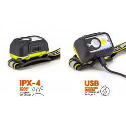 Фонарь LH-450A MA-HALO налобный 5W LED +3W COB max.450лм, 3реж, вкл.взмахом, Li-Ion 1800mA
