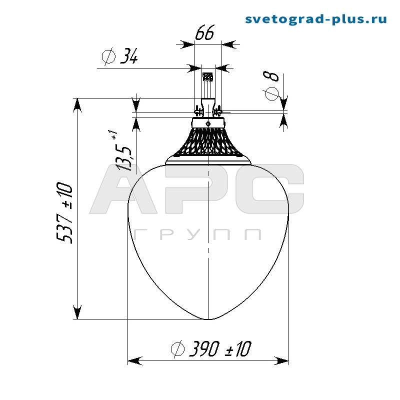 GALAD Капля LED-40-СПШ/С1 (3700/750/RAL7040/D/0/GEN1)