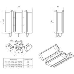 Светильник уличный SVT-STR-MPRO-48W-TRIO90 144Вт 23370Лм 5000К IP67